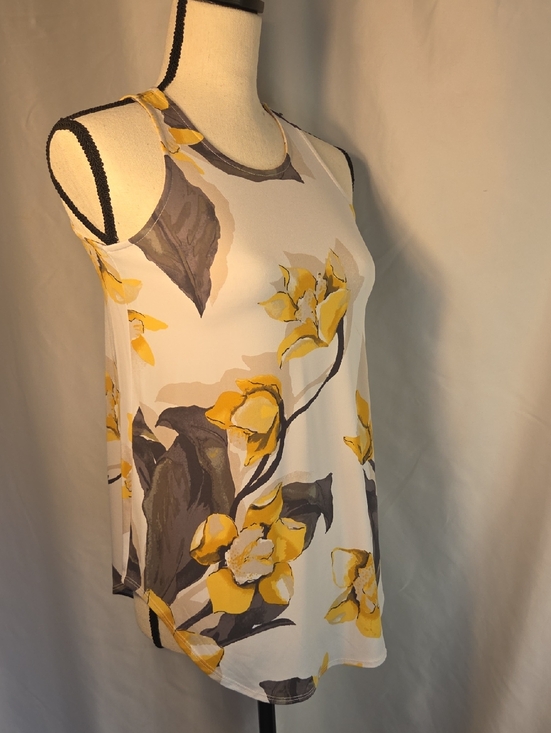 Alfani Tops - Alfani White Yellow Floral Sleeveless Blouse